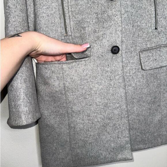 Veronica Beard Longline Car Coat Dickey Wool/Cashmere Blend Light Gray Size 0 - Picture 4 of 10